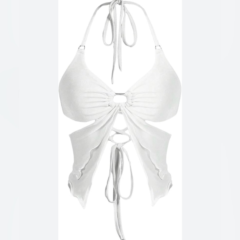 Festival White Cutout Halter Top NWT